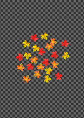 Brown Plant Background Transparent Vector. Leaf Beautiful Design. Yellow October Foliage. Collection Leaves Template.