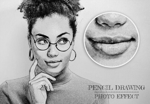 Pencil Drawing Photo Effect Mockup