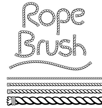 Rope Brush With Tied Off Ends Editable Scalable