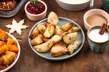 Christmas festive dinner with traditional dishes