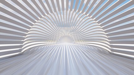 Futuristic architecture background design columns in interior 3d render