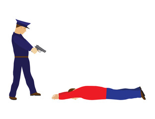 Police officer and detainee.