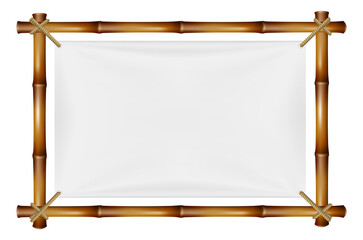 Empty board frame. Tied bamboo sticks border