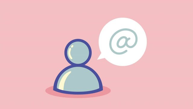 avatar user with arroba social media animation