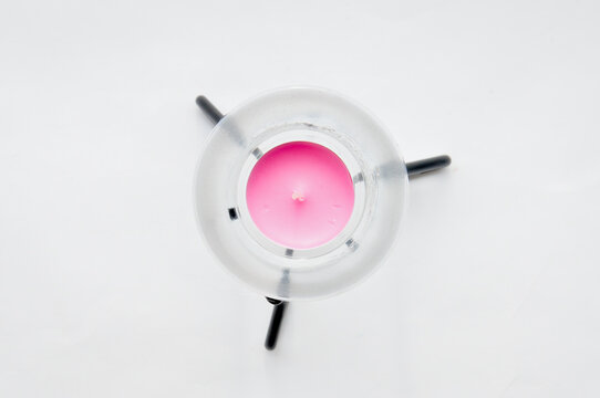 Vintage glass candlestick on a white background