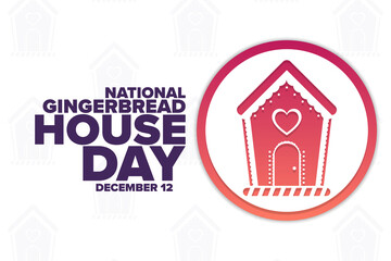 National Gingerbread House Day. December 12. Holiday concept. Template for background, banner, card, poster with text inscription. Vector EPS10 illustration.