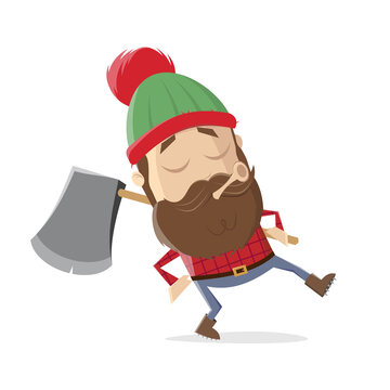 funny vector illustration of a cartoon lumberjack