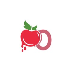 Letter O with tomato icon logo design template illustration