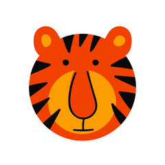 Tiger face vector illustration. Cartoon tiger face. hand drawn illustration. 