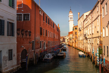 World famous water channels of Venezia, Veneto, Italy.