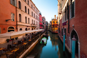 World famous water channels of Venezia, Veneto, Italy.
