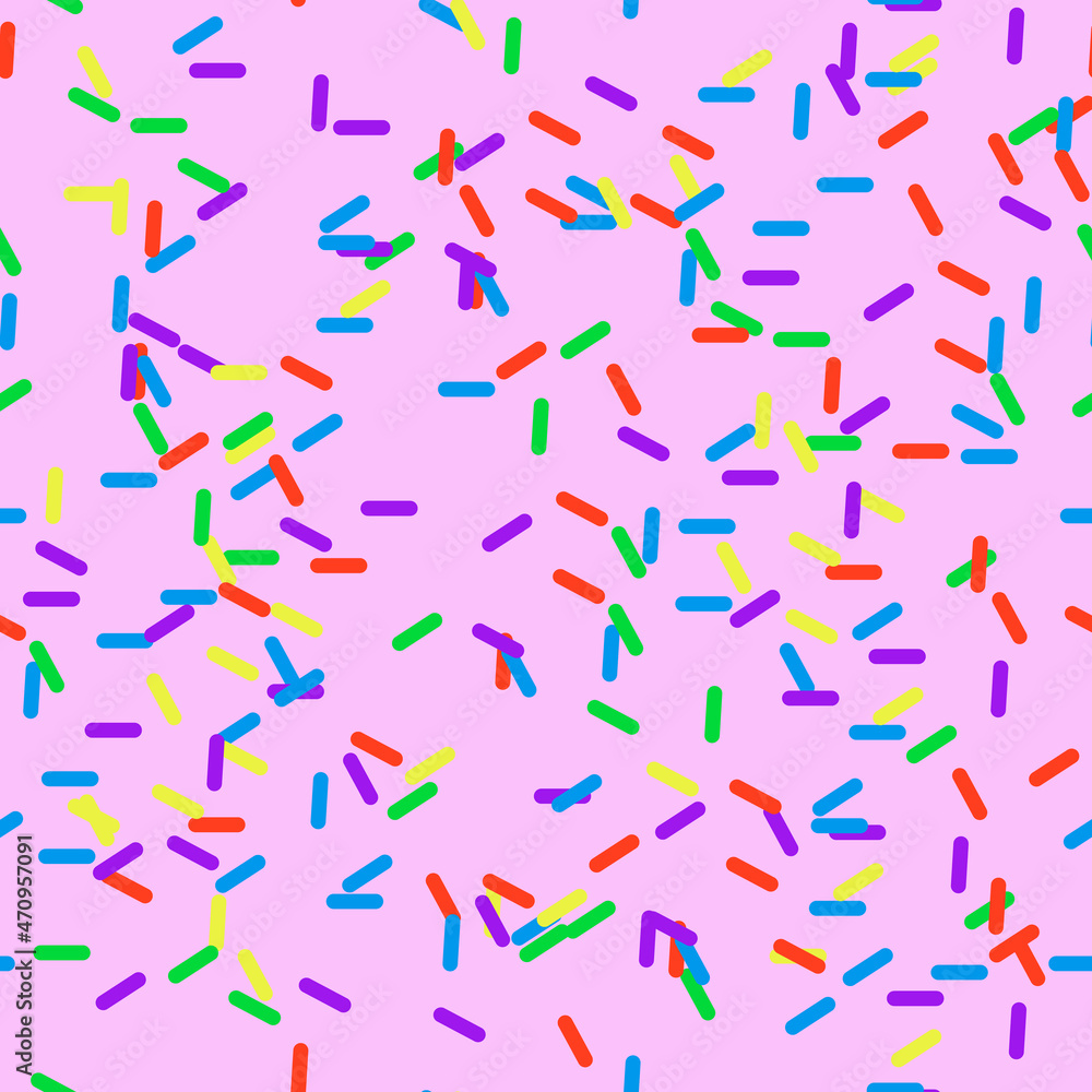 Poster sprinkles seamless pattern - colorful sprinkles on solid background repeating pattern design. vector