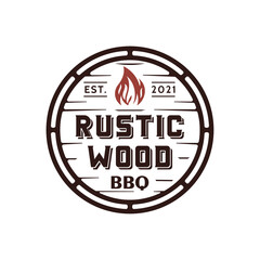 Vintage rustic barbeque logo design Premium Vector