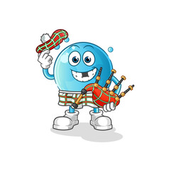bubble scottish with bagpipes vector. cartoon character