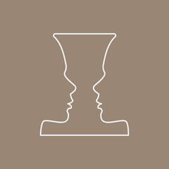 Psychology line icon concept. Rubin,s vase as concept of self knowing outline stroke element. Psychologist counseling. Psychotherapy. Editable stroke vector illustration