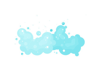 Suds and foam vector icon, blue soap bubbles. Effervescent air isolated on white background. Abstract illustration