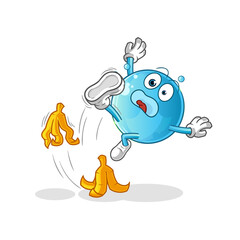 bubble slipped on banana. cartoon mascot vector