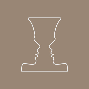 Psychology line icon concept. Rubin,s vase as concept of self knowing outline stroke element. Psychologist counseling. Psychotherapy. Editable stroke vector illustration