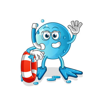 bubble swimmer with buoy mascot. cartoon vector