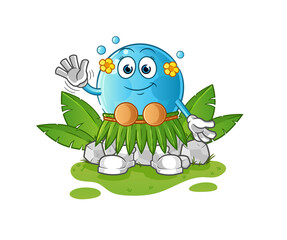 bubble hawaiian waving character. cartoon mascot vector