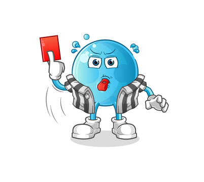 bubble referee with red card illustration. character vector