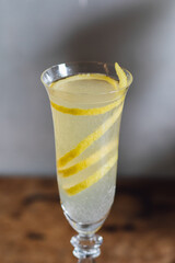 lemon twist in champagne flute