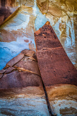 Closeup of a colorful rock wall in Capitol Reef National Park in Utah