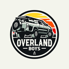 Adventure overland pickup truck logo. Ready made overland truck 4x4 emblem circle badge logo © bonky