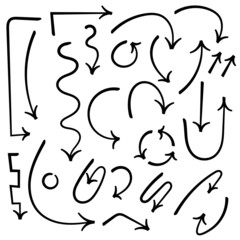 Doodle illustration arrow set, collection of hand drawn elements