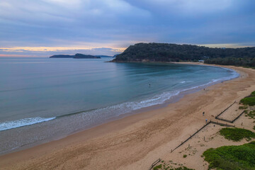 One hundred percent cloud covered sunrise over the sea