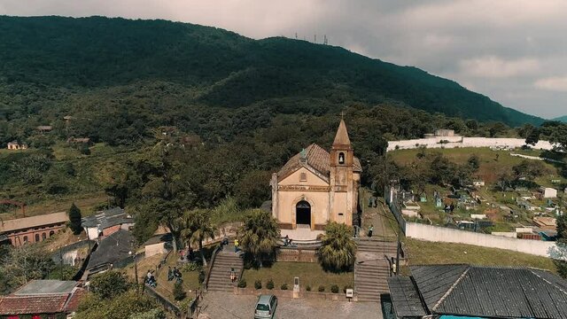 Aerial image of the church of Paranapiacaba
