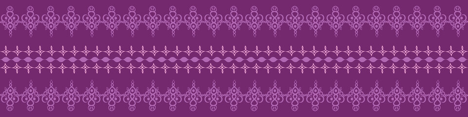 Seamless pattern on 4 x 1 format - horizontal banner, ribbon, braiss. Design element