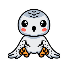 Cute little white polar owl cartoon