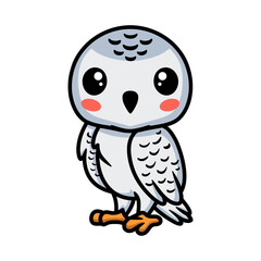 Cute little white polar owl cartoon
