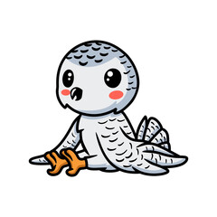 Cute little white polar owl cartoon