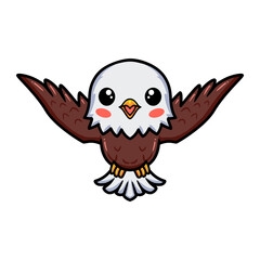 Cute little eagle cartoon flying