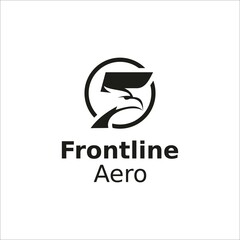 Frontline Aero Logo Design. Letter F. Eagle. sport. animal.