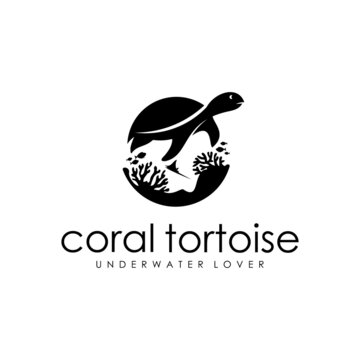 turtle and coral reef logo inspiration, underwater logo