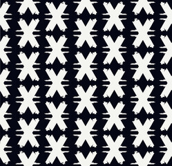 Paint brush strokes seamless pattern. Freehand grunge design background. Crosses motif modern minimal ornament