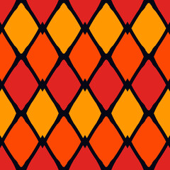 Paint brush argyle seamless pattern. Freehand design classic geometric ornament. Diamond motif geo background. Trendy handdrawn print