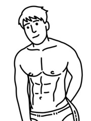 Fototapeta premium black and white of cute man for coloring