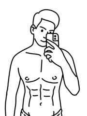 Fototapeta premium black and white of cute man for coloring