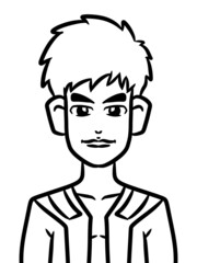 black and white of cute man for coloring