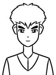 black and white of cute man for coloring