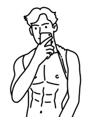 black and white of cute man for coloring