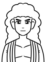 black and white of cute man for coloring