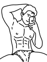 black and white of cute man for coloring