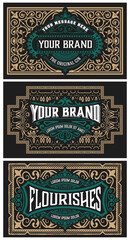 Set of 3 vintage labels for packing