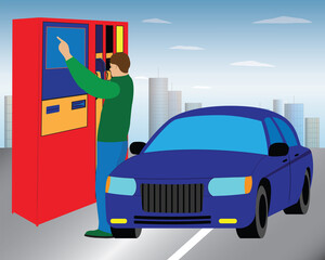 The driver refueling the car.