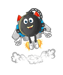 prison ball with jetpack mascot. cartoon vector